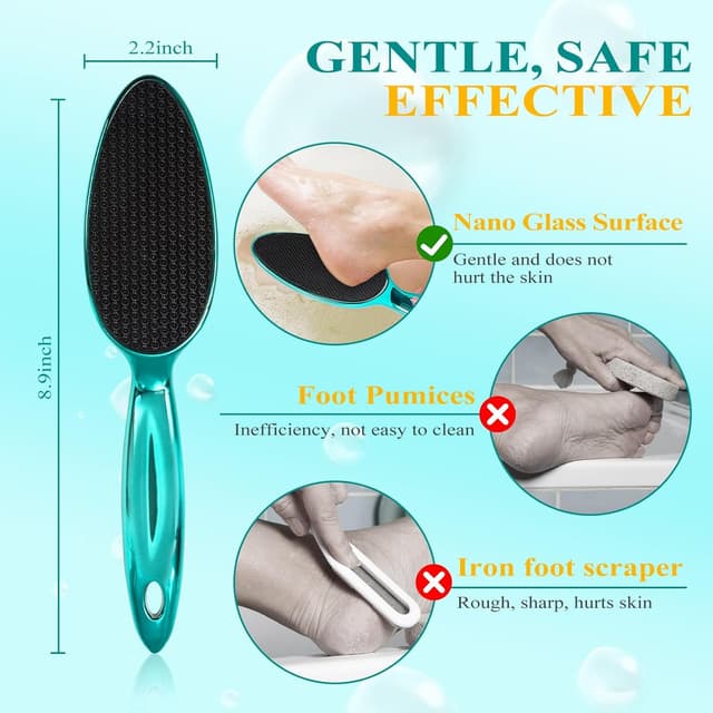 Detalle de HovuuTuig Nano Glass Foot File (Metallic Green) – gentle callus remover for feet at home