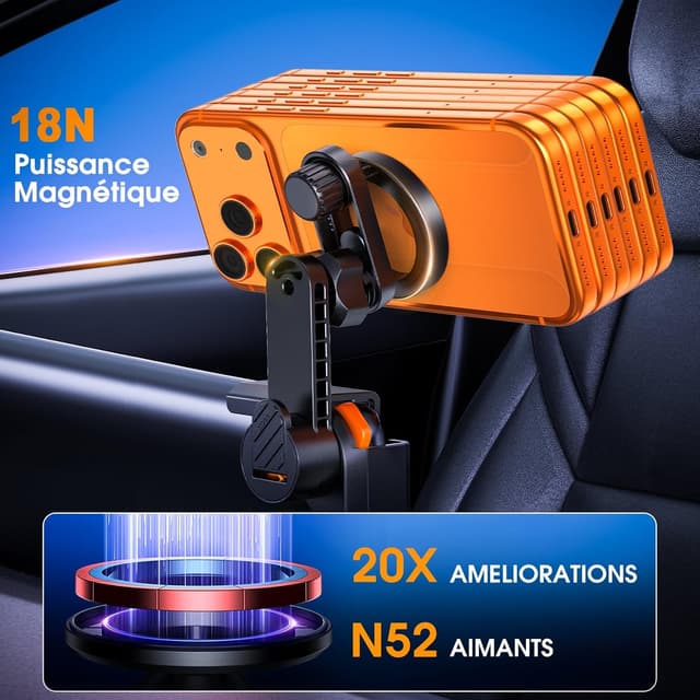 Detalle de IYOFINE M2026 Tesla Phone Mount (No-Glue) with MagSafe Magnetic Dash Holder