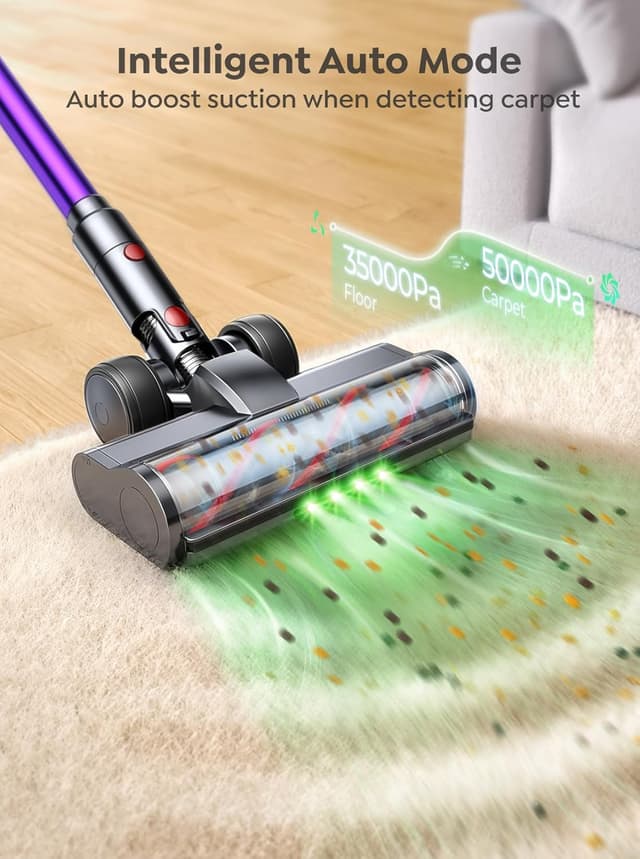 Detalle de INTETURE cordless stick vacuum cleaner with touch screen, 600W and up to 65 mins runtime