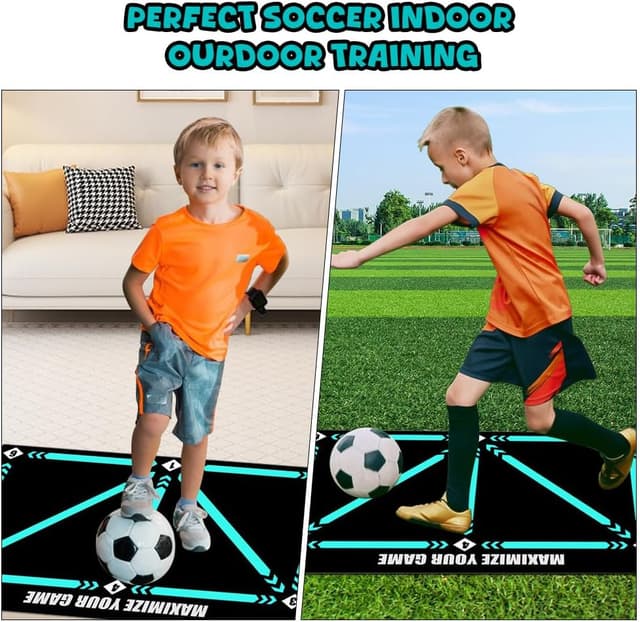 Detalle 1 de Cartlant Fußballmatte für Ballkontrolle mit Socken (90 x 60 cm) – Trainings-Übungsmatte für Kinder