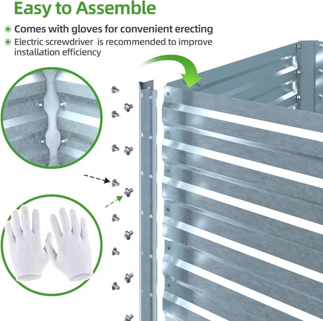 Detalle 2 de Ohuhu Hochbeet Metall Pflanzenbeet 180 × 90 × 60 cm – wetterfestes Stahlblech für Gemüse & Frühbeet