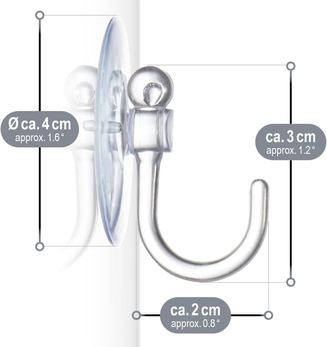 Thumbnail 6 de com-four Portaventosa 20x con ganci in plastica trasparente, ganci multiuso per lucine e decorazioni (Ø 4 cm)