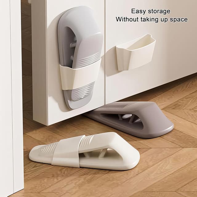 Detalle de XCZYN Door Stopper (4 pcs) for the Bottom of a Door with Holder – TPR Rubber Wedge in Grey