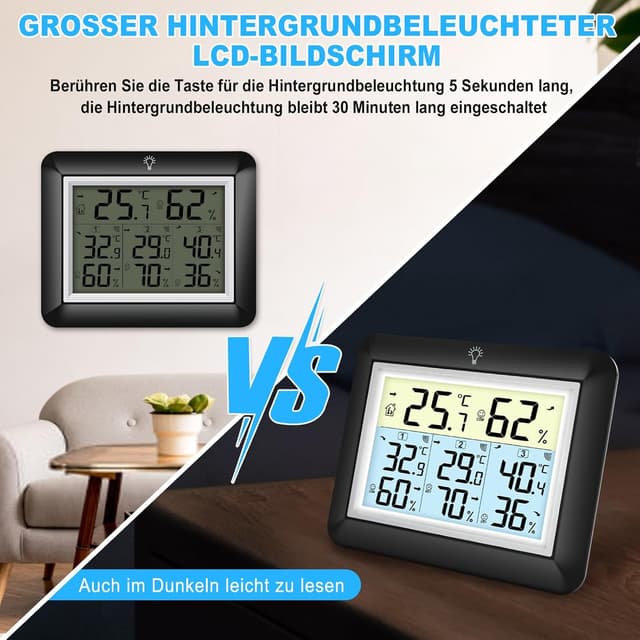 Thumbnail 5 de Urageuxy Funk-Thermometer mit 3 Sensoren 🌡