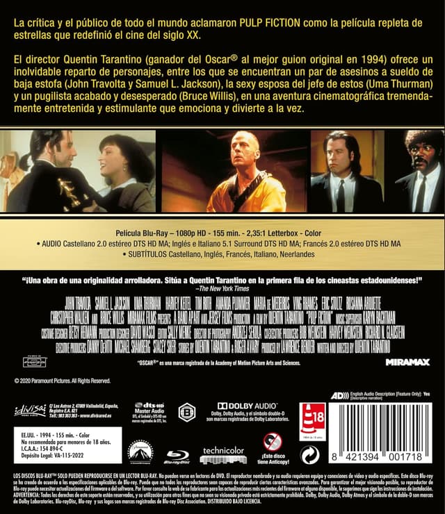Detalle de Divisa HV Pulp Fiction Blu-ray