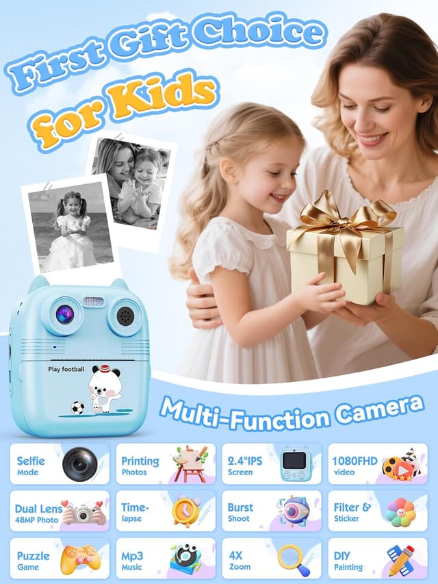 Detalle de Macchina fotografica Bambini istantanea 48MP Dual-Camera con stampa 4 rulli e schermo IPS 2,4