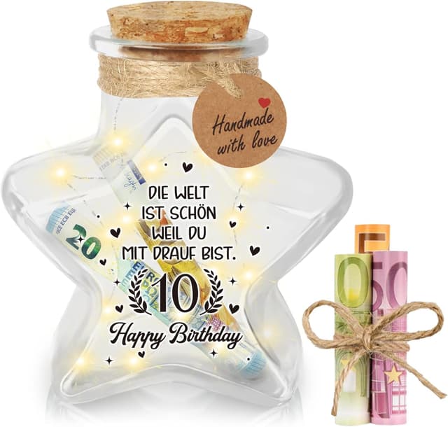 Detalle de Giftota 10 Geburtstag LED Sternflasche