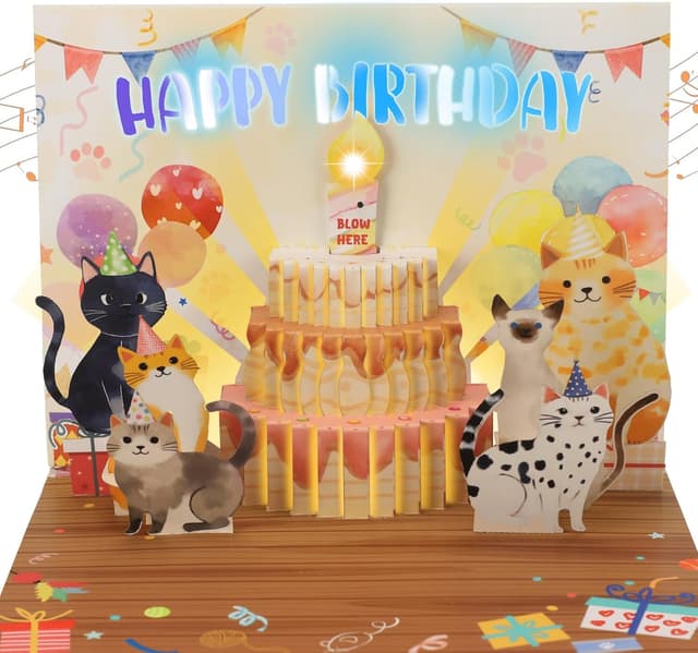 Detalle de Ecloverlife Geburtstagskarte Katzen 3D Musik