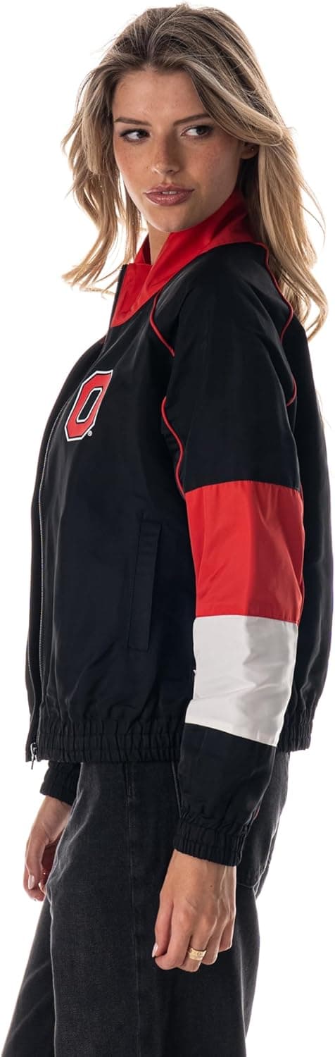 Detalle 2 de The Wild Collective Women’s Ohio State Raglan Track Jacket (Officially Licensed)