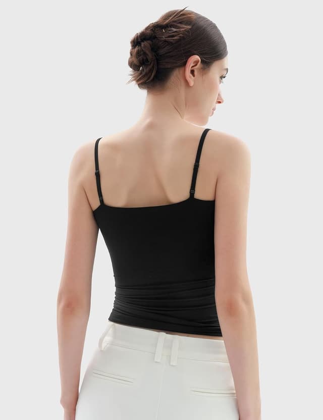 Detalle de PUMIEY Women’s Square Neck Tank Top (Adjustable Spaghetti Straps) – Sharp Collection C160TM