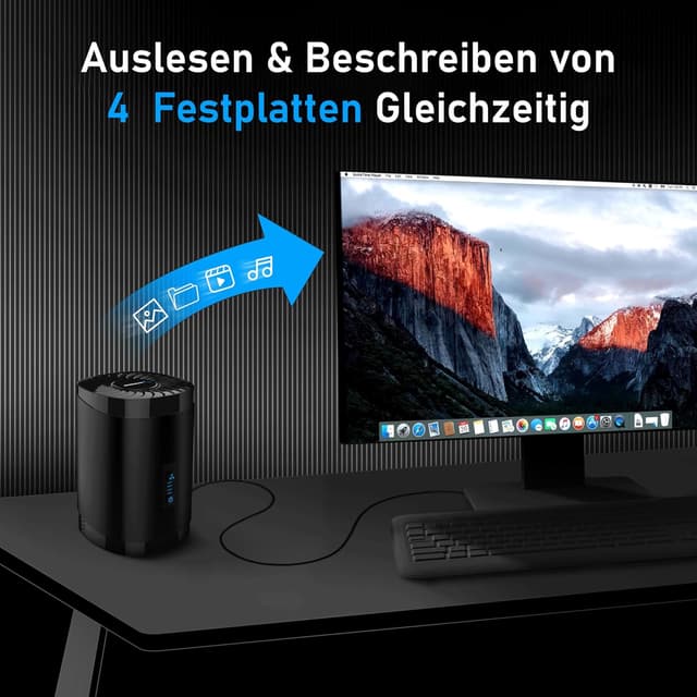 Detalle 2 de SABRENT DS-4SSD 4-Bay Dockingstation für 2,5-Zoll SATA HDD/SSD (USB A, bis 5 Gbps, mit Lüfter)