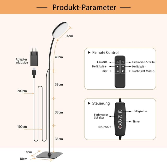Thumbnail 5 de Mojimdo Stehlampe 160 LEDs 3 Farben