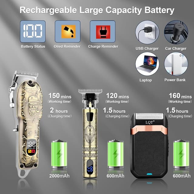 Detalle de Hair Clippers Set Cordless Trimmer with LED Display