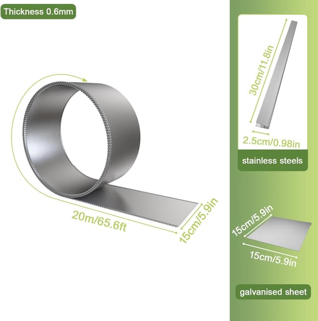 Detalle 2 de ACXIN Metall-Rasenkante 15 cm hoch (verzinkte Oberfläche) – flexible Beeteinfassung für Mähkante & Baumring