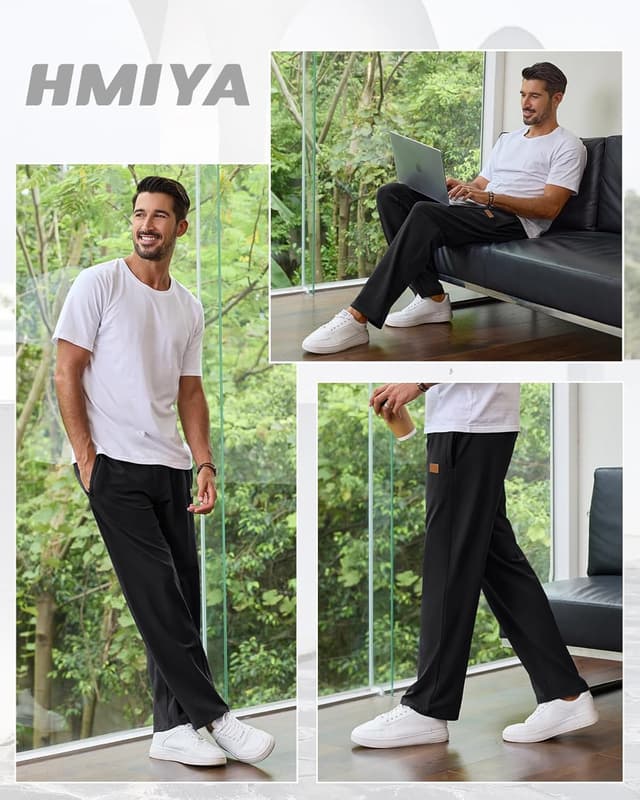 Detalle de HMIYA Jogginghose Herren aus Baumwolle mit Kordelzug und Reißverschlusstaschen