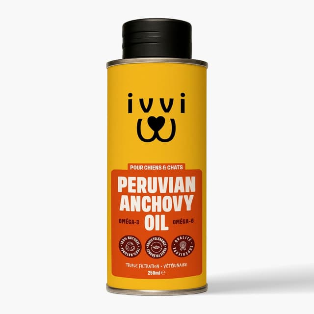 Detalle de ivvi Huile de Poisson Péruvienne pour Animaux de Compagnie – 250 ml (oméga-3, triple filtration)