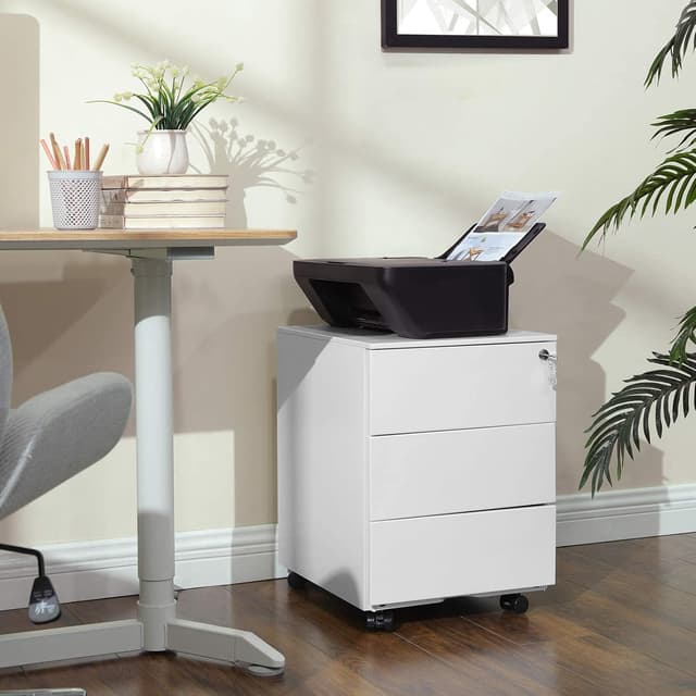 Detalle 2 de SONGMICS OFC63WT cassettiera ufficio 3 cassetti