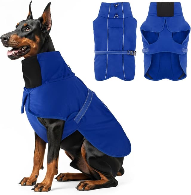 Detalle de Pewkim Warme Hundemäntel – wasserdichte, reflektierende Hundejacke mit hohem Kragen und Fleecefutter