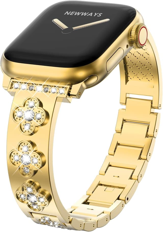 Detalle 2 de NewWays Bling Straps stainless steel bracelet strap for Apple Watch (Gold, 38–42mm)