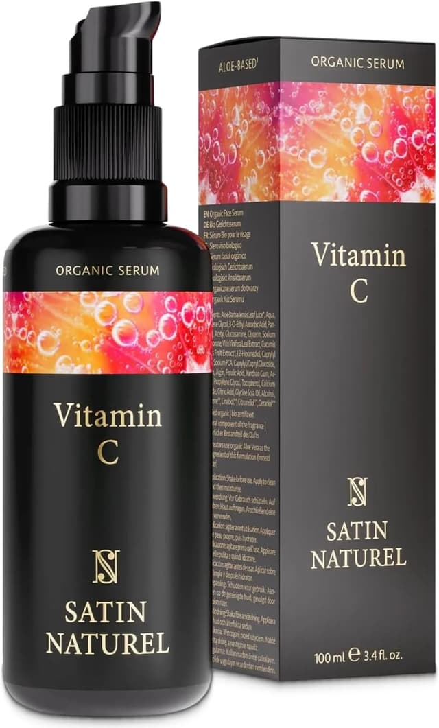Detalle de Sérum Vitamine C visage 100 ml avec acide hyaluronique, aloe vera bio et vitamine E – Satin Naturel