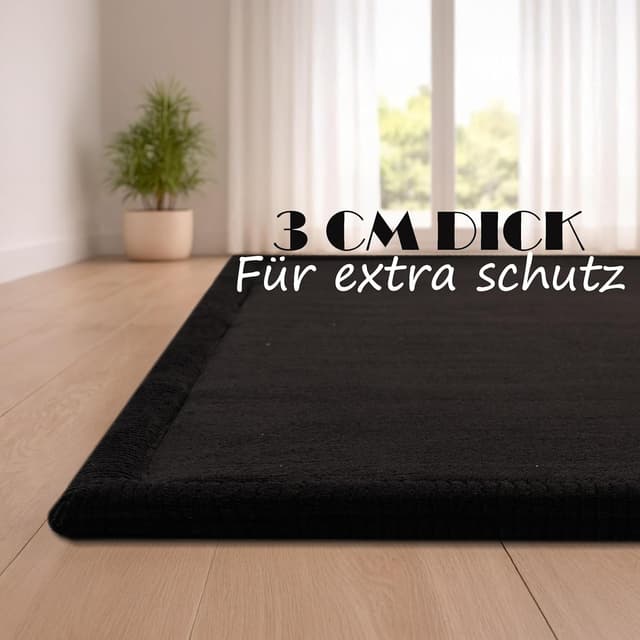 Detalle de Paco Home Kinderzimmer-Teppich 120x160 cm, rutschfest, schwarz – Krabbeldecke & Spielteppich