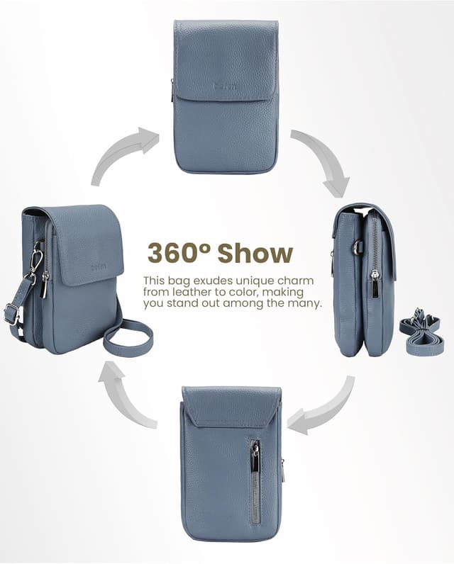Detalle 2 de befen Genuine Leather Crossbody Bag for Women – small phone bag with RFID blocking and adjustable strap