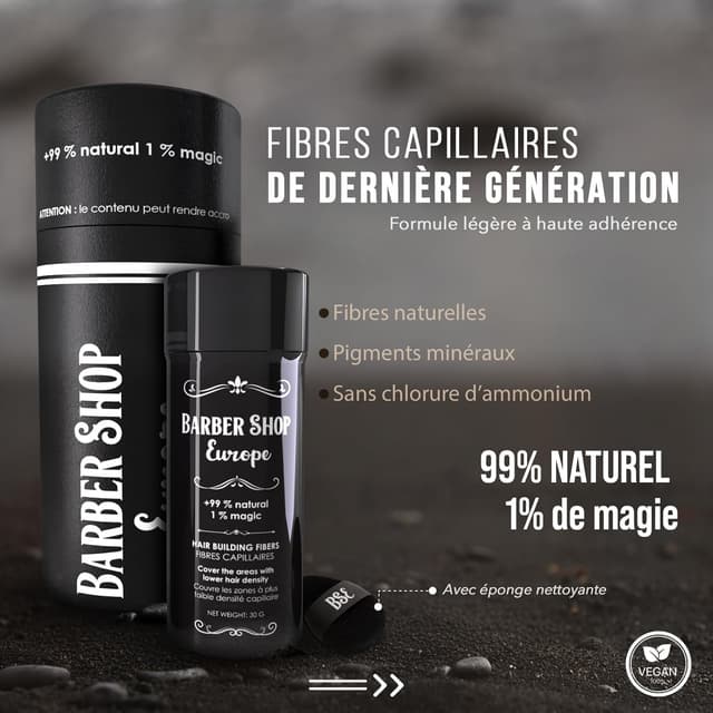 Detalle 2 de Fibre capillaire Noir de dernière génération Hair Fiber : poudre densifiante pour cheveux, effet volume immédiat