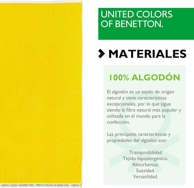 Thumbnail 10 de Benetton Toalla de Playa Amarilla 90x160 cm 🌈