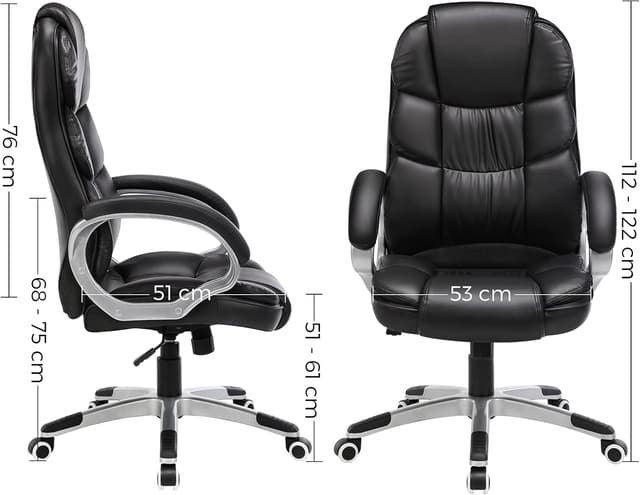 Detalle de SONGMICS OBG24BUK swivel office chair (max 150 kg) – black