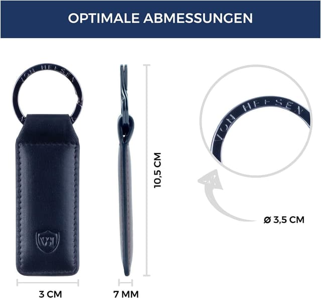 Detalle 2 de VON HEESEN® Leder-Schlüsselanhänger mit Geschenkbox und Schlüssel-Organizer (Rot)