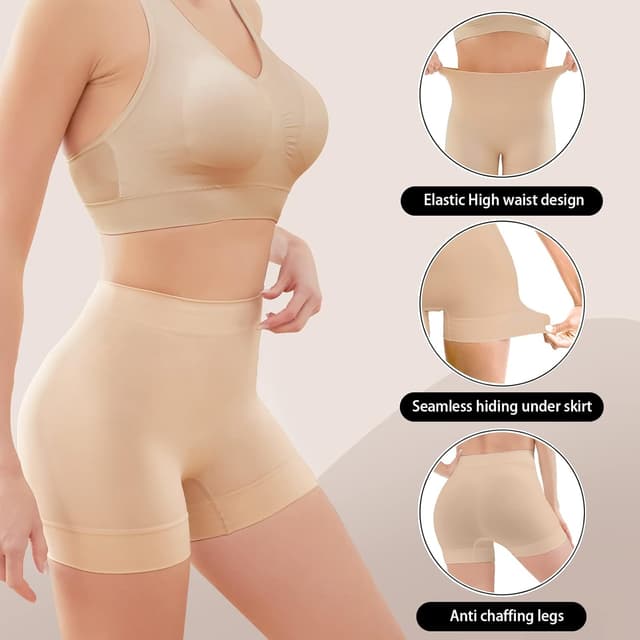 Detalle de YADIFEN Women’s Anti-Chafing Seamless Boxers Shorts – Ultra-Soft Boyshorts for Under Skirts