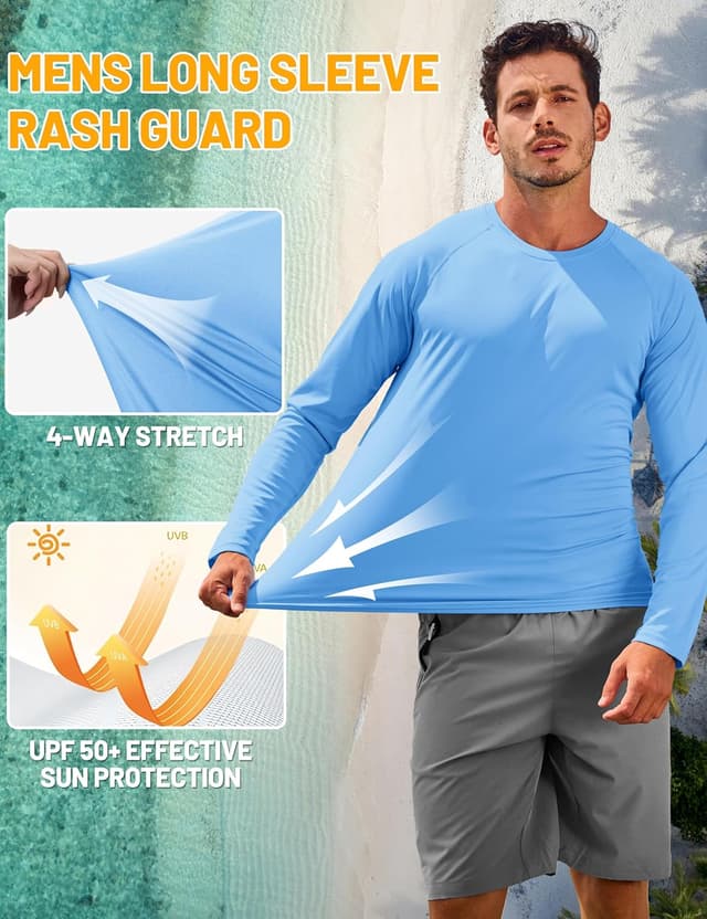 Detalle 2 de TACVASEN Men’s UPF 50+ long sleeve UV protection T-shirt for hiking and outdoor wear