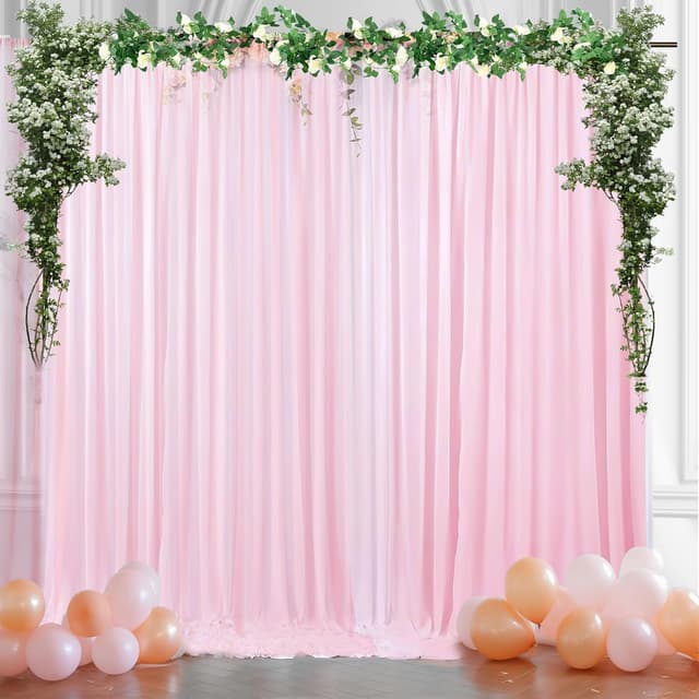 Detalle 1 de 3 x 3 Meter Champagner-Hintergrundvorhänge (2 Platten à 1,5 × 3 m) aus Polyester – knitterarm für Hochzeit, Party & Fotos