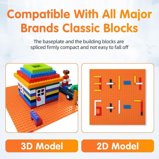 Detalle de HOTUT Classic Grundplatte-Set (4er) 25,5 × 25,5 cm – kompatibel mit gängigen Baustein-Systemen