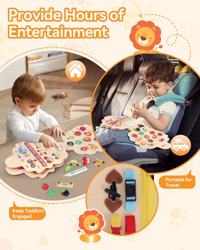 Thumbnail 6 de Heypappy Montessori Busy Board for Toddlers – Bear Shape Felt Busy Book