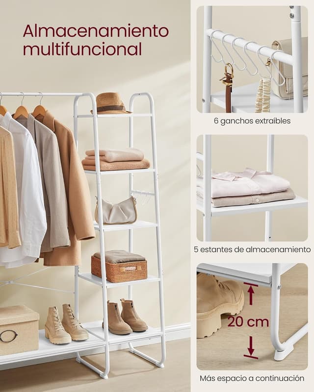 Thumbnail 3 de VASAGLE Burro Perchero con zapatero 45 x 160 cm