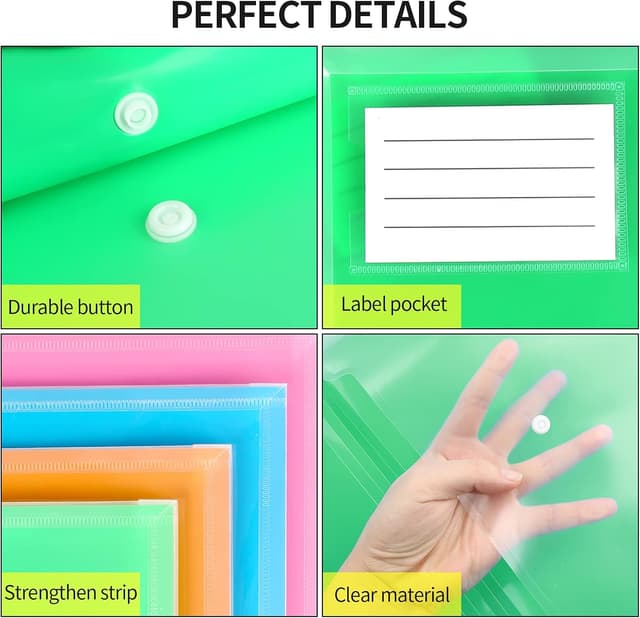 Detalle 2 de TOOELMON A4 plastic wallets 12 pack