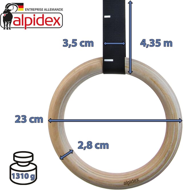 Detalle 2 de ALPIDEX Anneaux de gymnastique 28 mm