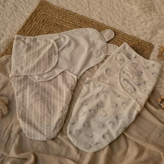 Detalle de GLLQUEN BABY Baby Swaddle Wraps (0–3 months), Oeko-Tex 100 organic cotton, 3-pack (Bunny Land)