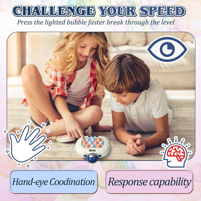 Detalle de GAPER GO Pop Game Light Up Fidget Toy (Astronaut) — LED Screen Handheld Push Pop Puzzle Game for Kids