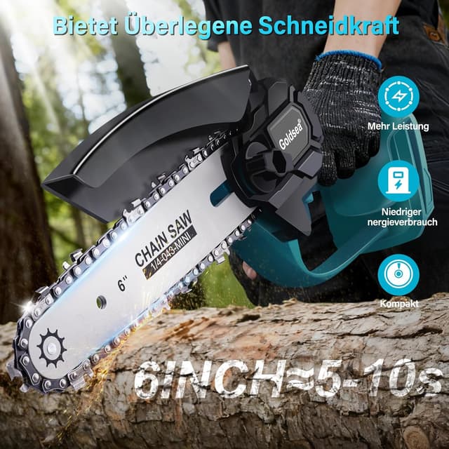 Detalle 2 de Goldsea Mini Akku-Kettensäge 18V für 6 Zoll