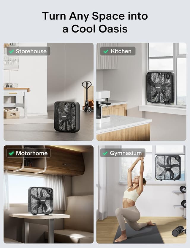 Thumbnail 6 de PELONIS 20 Inch Box Fan (3 Speeds) — Lightweight Floor/Window/Table Fan with 2295 CFM Air Throw
