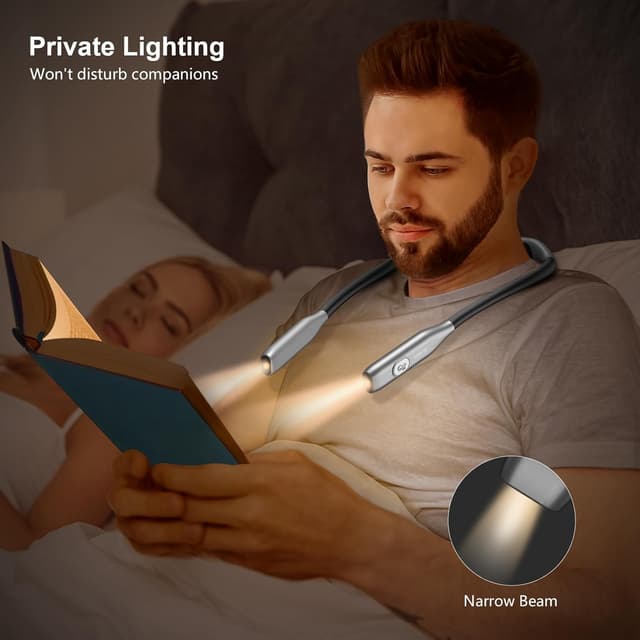 Detalle 2 de Gritin Collo Lampada Luce da Lettura Ricaricabile LED per libri, 3 temperature e dimmer