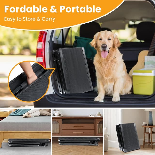Detalle 2 de Rampa per Cani Auto pieghevole 180 x 44 cm, superficie antiscivolo, supporto fino a 113 kg