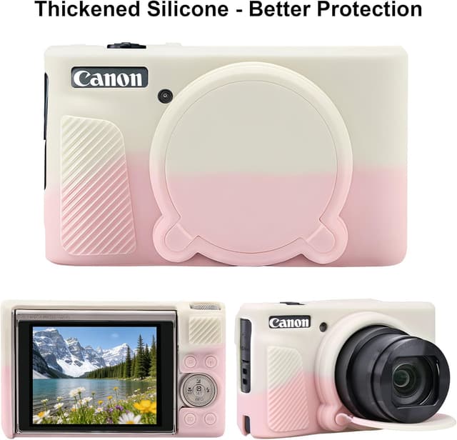 Detalle de Elonbo Camera Case soft silicone cover for Canon PowerShot SX740 / SX730 (off white pink)