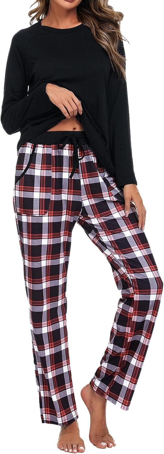 Imagen de Uniexcosm Pijama Mujer Cuadros Algodón 2 Piezas en OfertitasTOP