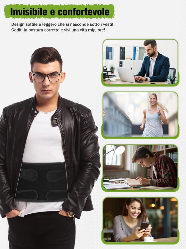 Thumbnail 6 de Fascia Correttore Posturale Spalle Schiena con supporto lombare regolabile, collo M