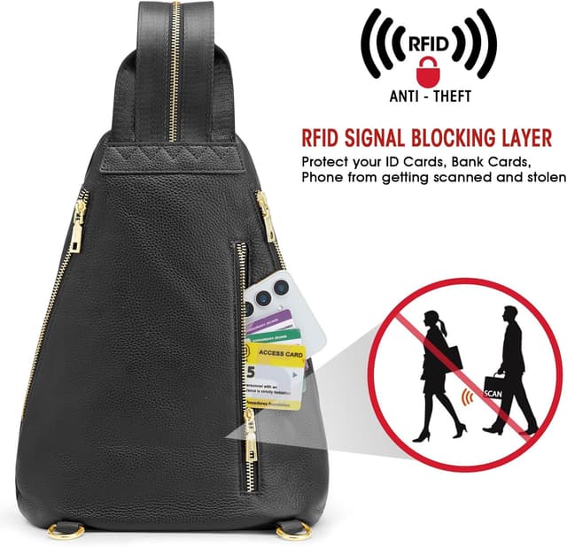 Detalle de Kattee borsa a tracolla da donna in pelle pieno fiore con blocco RFID e trasformazione zaino