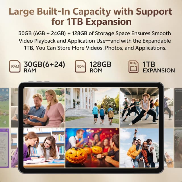 Detalle 2 de SVITOO 12-Inch Android 16 Tablet (2K Display, 30GB RAM/128GB Storage, GPS)
