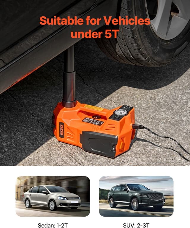 Detalle de VEVOR elektrischer Wagenheber 5 t (Scherenwagenheber) mit eingebauter Pumpe und 12-V-Antrieb